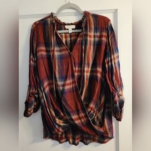 Vintage X America Plaid Cross Front Blouse